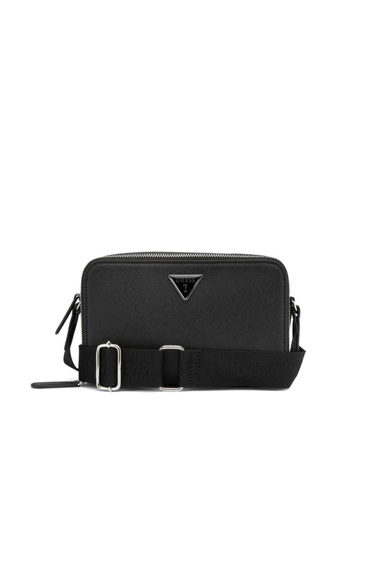 Viviette Double Zip Crossbody Bag - Black
