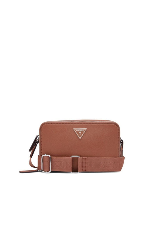 Viviette Mini Double Zip Crossbody Bag - Cognac