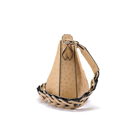 Beige Luna Ostrich Leather Shoulder Bag Bellabags Bellabags