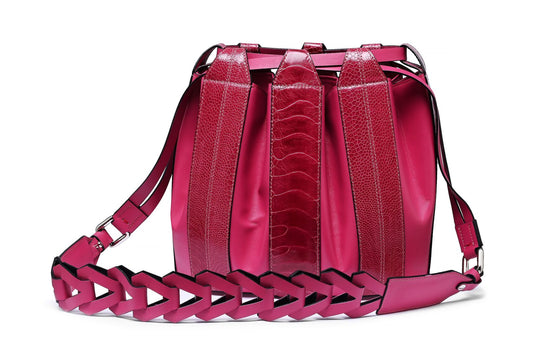 Pink Lyra Ostrich Leather Crossbody Bag Bellabags Bellabags