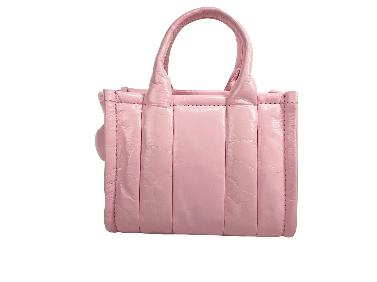 Marc Jacobs The Shiny Crinkle Micro Tote Bubblegum Leather Crossbody Marc Jacobs