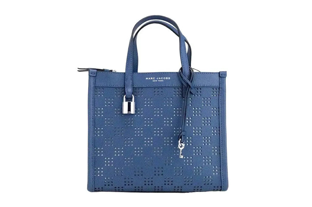 Marc Jacobs Mini Grind Blue Sea Perforated Leather Crossbody Tote Bag Purse Marc Jacobs