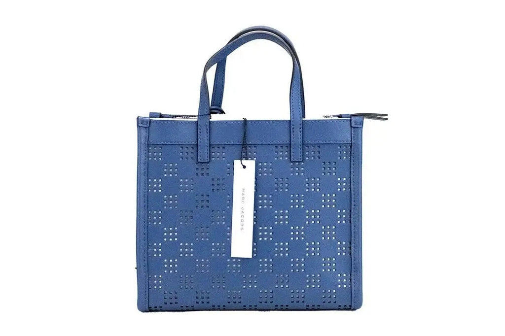 Marc Jacobs Mini Grind Blue Sea Perforated Leather Crossbody Tote Bag Purse Marc Jacobs