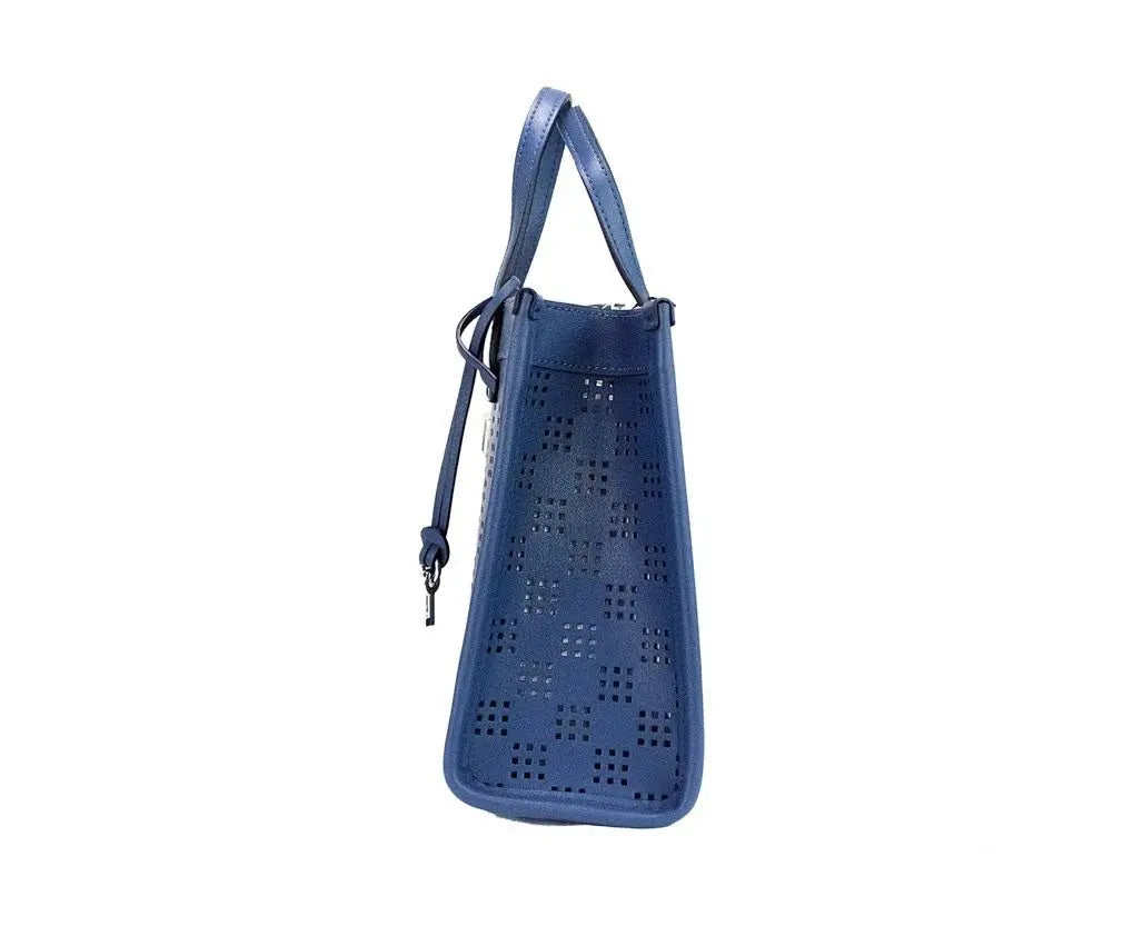 Marc Jacobs Mini Grind Blue Sea Perforated Leather Crossbody Tote Bag Purse Marc Jacobs