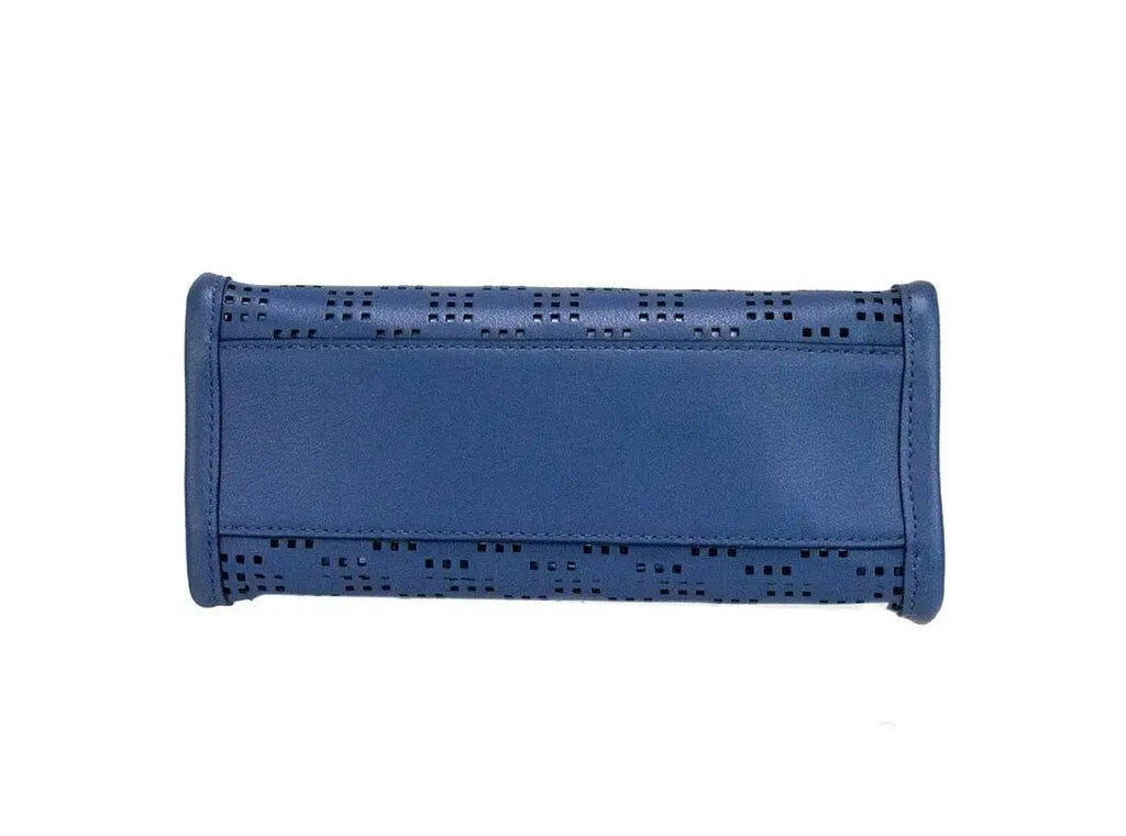 Marc Jacobs Mini Grind Blue Sea Perforated Leather Crossbody Tote Bag Purse Marc Jacobs