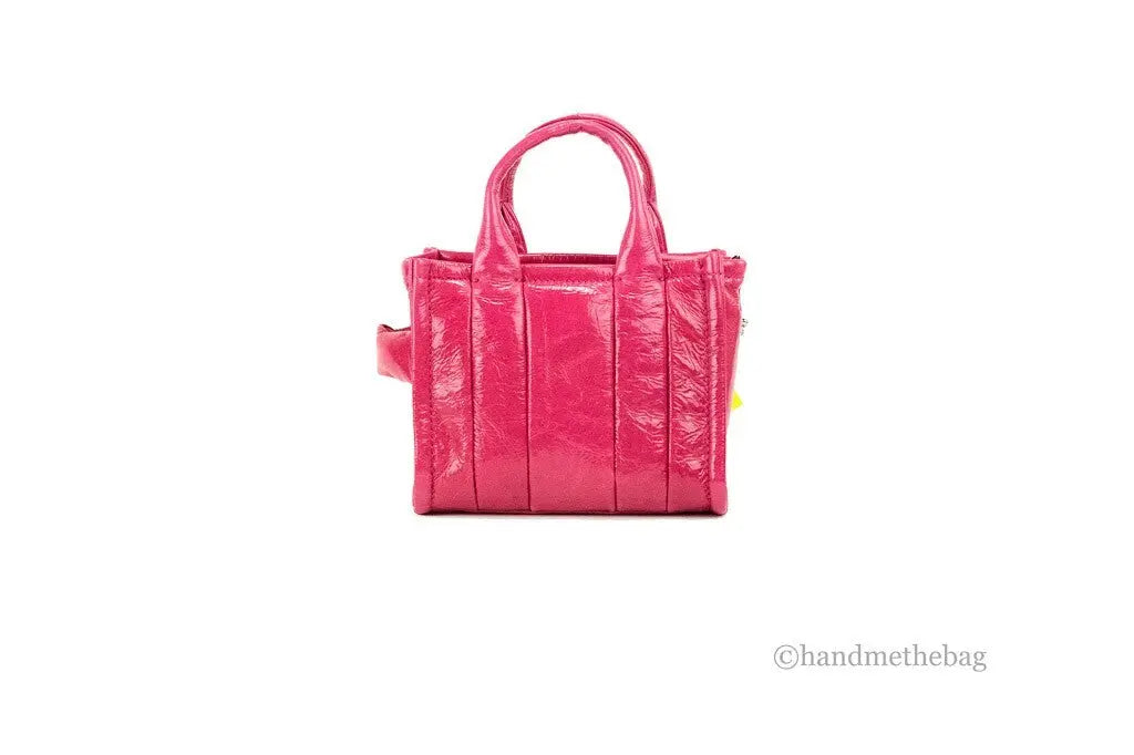 Marc Jacobs The Shiny Crinkle Micro Tote Magenta Leather Crossbody Bag Handbag Marc Jacobs