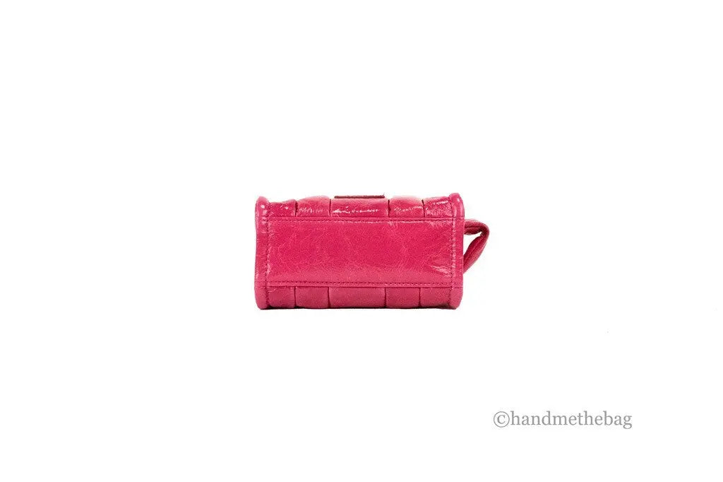 Marc Jacobs The Shiny Crinkle Micro Tote Magenta Leather Crossbody Bag Handbag Marc Jacobs