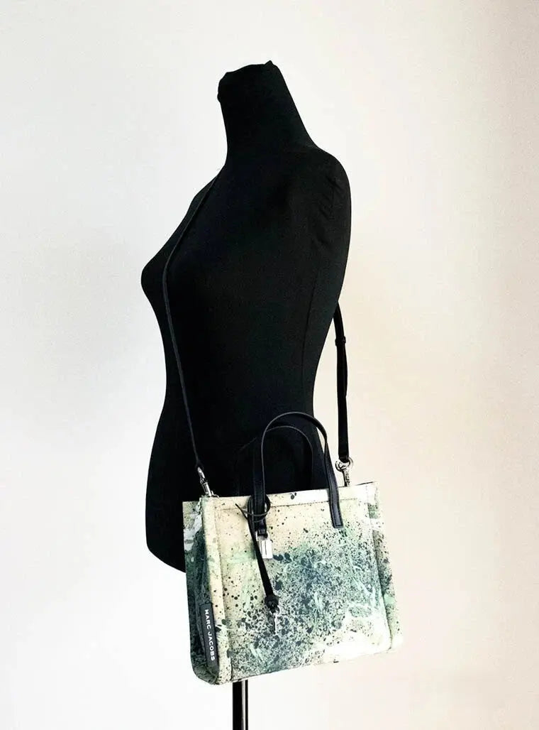 Marc Jacobs Mini Green Multi Splatter Paint Print Nylon Crossbody Tote Handbag Marc Jacobs