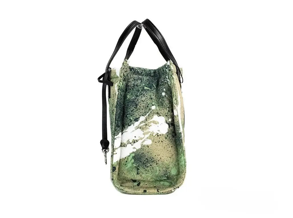 Marc Jacobs Mini Green Multi Splatter Paint Print Nylon Crossbody Tote Handbag Marc Jacobs