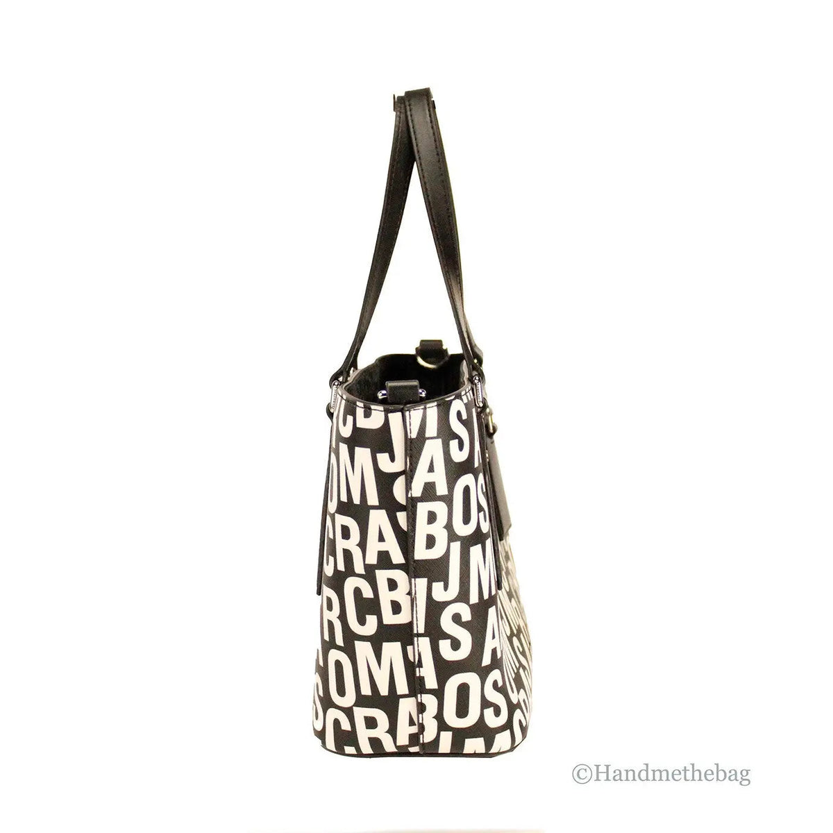 Marc Jacobs Small Black White Monogram Print Saffiano Leather Tote Crossbody Bag Marc Jacobs