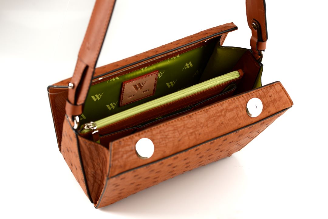 Light Brown Lottie Ostrich Leather Crossbody Bag Bellabags Bellabags