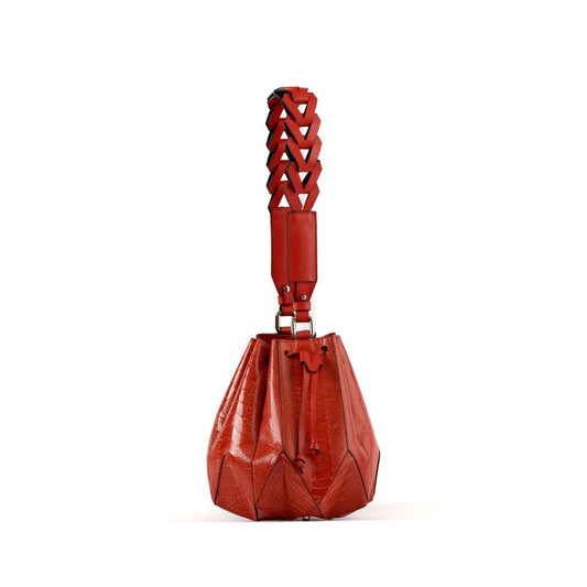 Red Venutti Ostrich Leather Bucket Bag Bellabags Bellabags