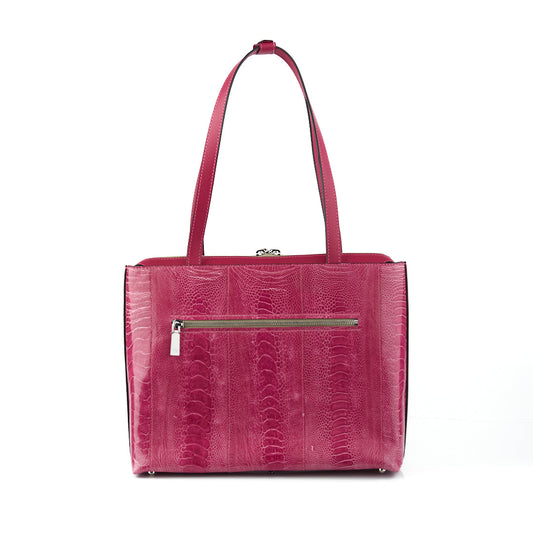 Pink Lilibet Ostrich Leather Tote Bag Bellabags Bellabags