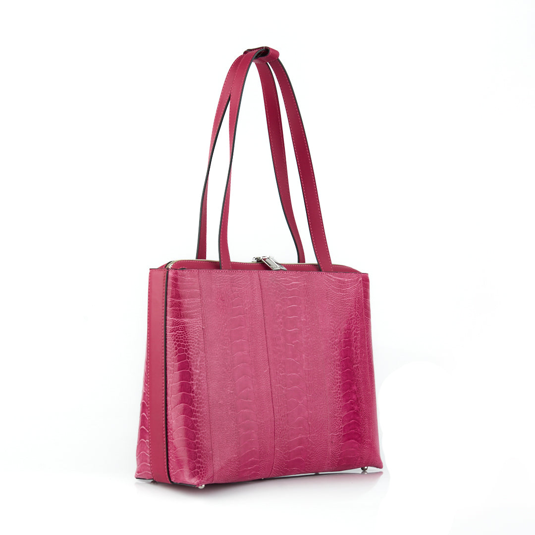 Pink Lilibet Ostrich Leather Tote Bag Bellabags Bellabags