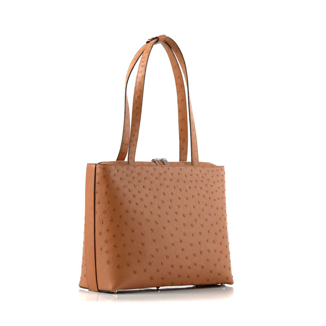 Light Brown Lilibet Ostrich Leather Tote Bag Bellabags Bellabags