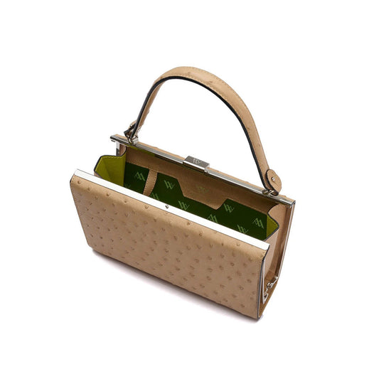 Beige Libby Ostrich Leather Evening Bag Bellabags Bellabags