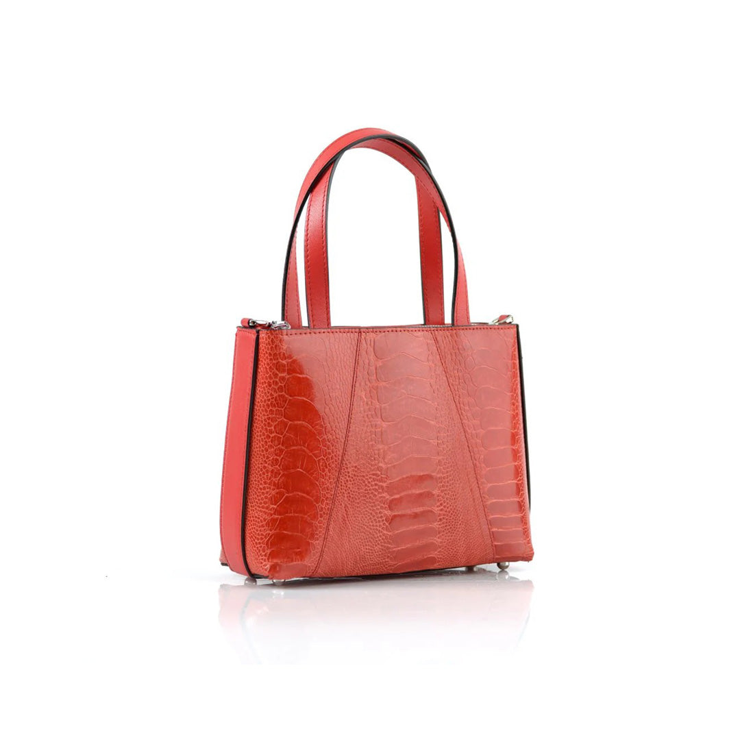 Red Lily Ostrich Leather Shoulder Bag Bellabags Bellabags