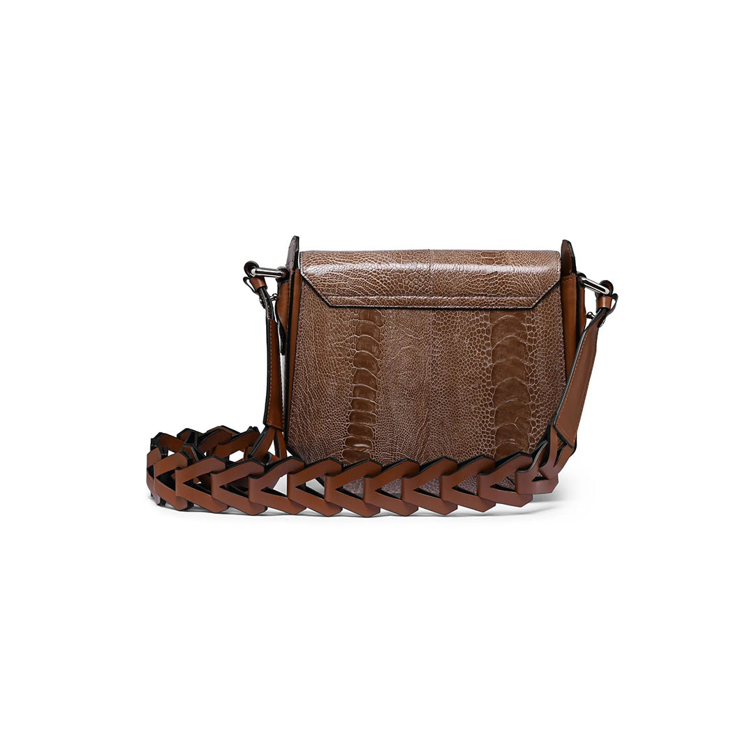 Brown Lia Ostrich Leather Shoulder Bag Bellabags Bellabags