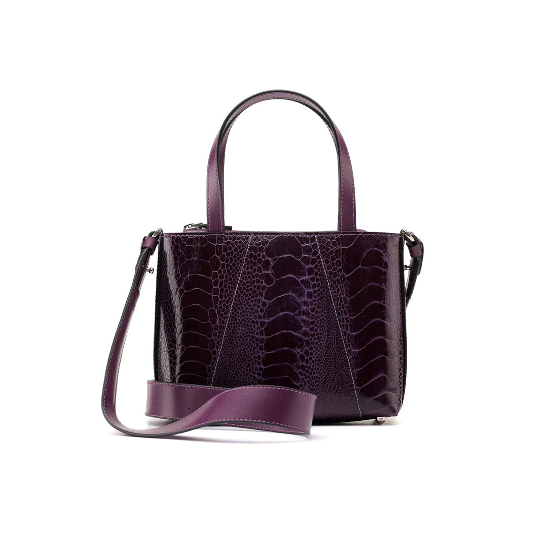 Purple Lily Ostrich Leg Leather Shoulder Bag Bellabags Bellabags