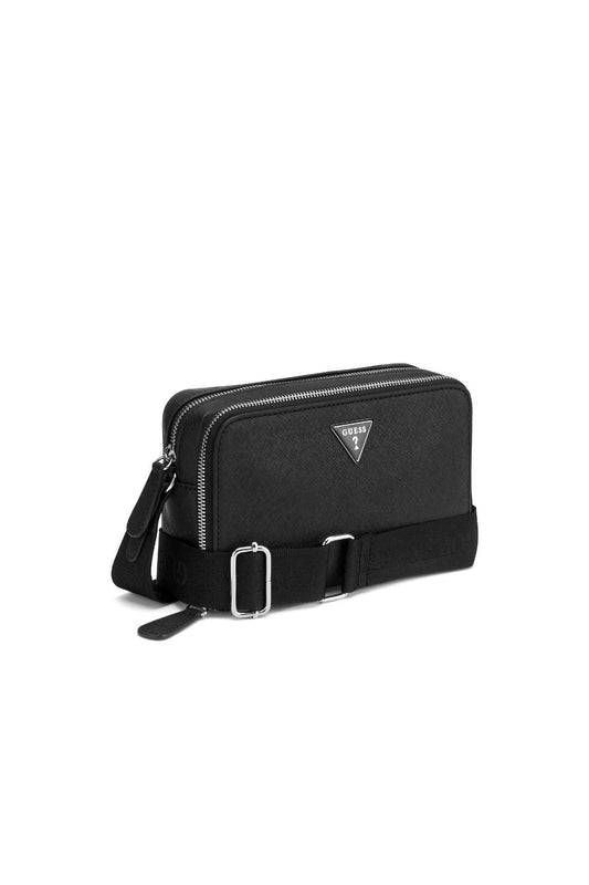 Viviette Double Zip Crossbody Bag - Black