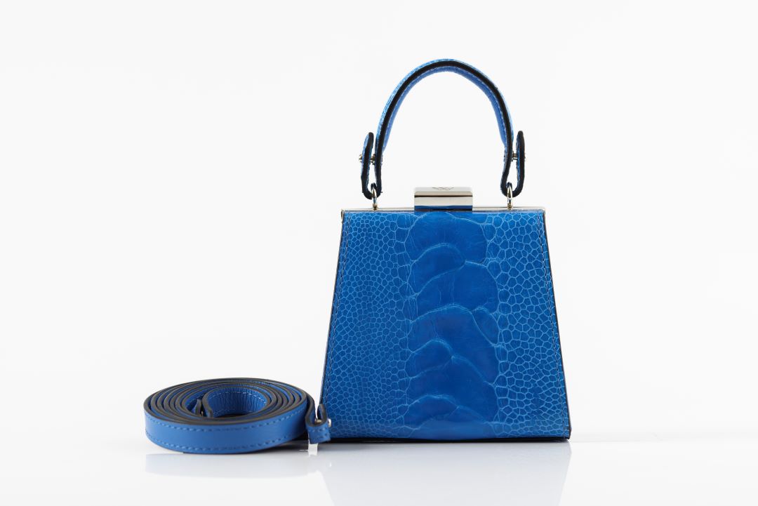Blue Vegas Ostrich Leg Leather Micro Bag Bellabags Bellabags