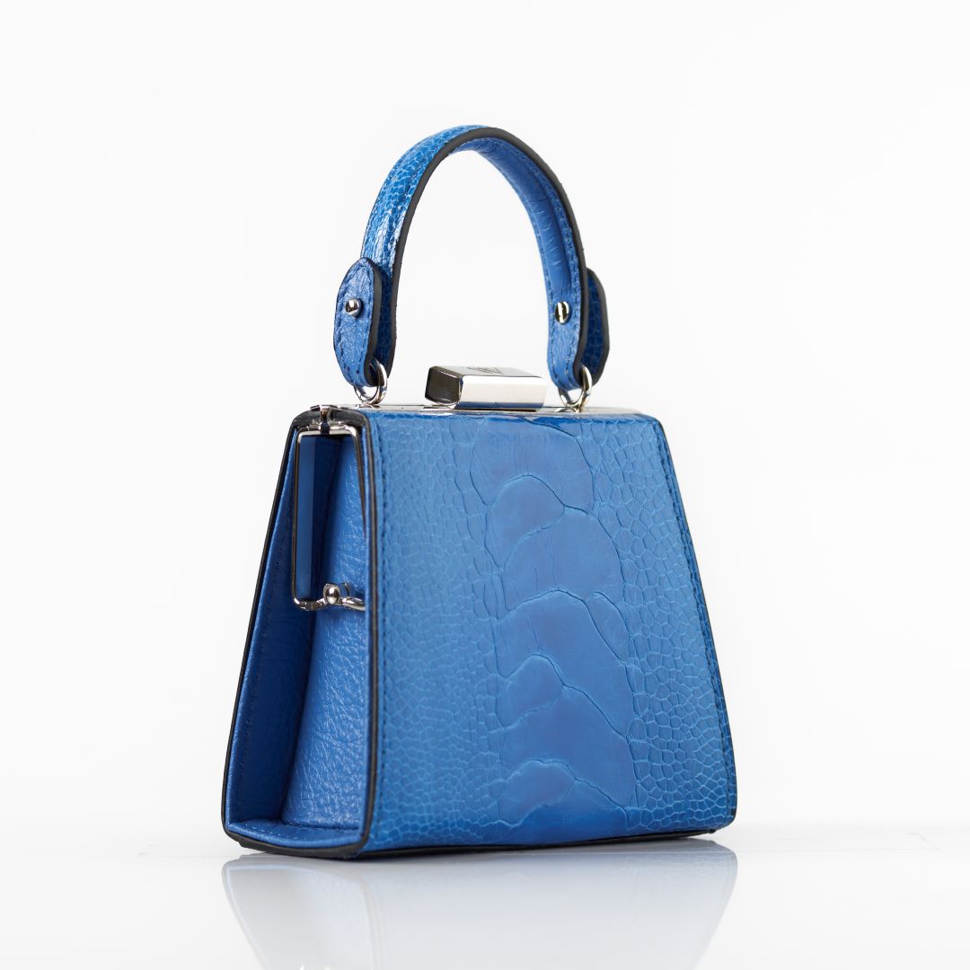 Blue Vegas Ostrich Leg Leather Micro Bag Bellabags Bellabags