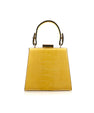 Yellow Vegas Ostrich Leather Micro Bag with Green Inside Bellabags Bellabags