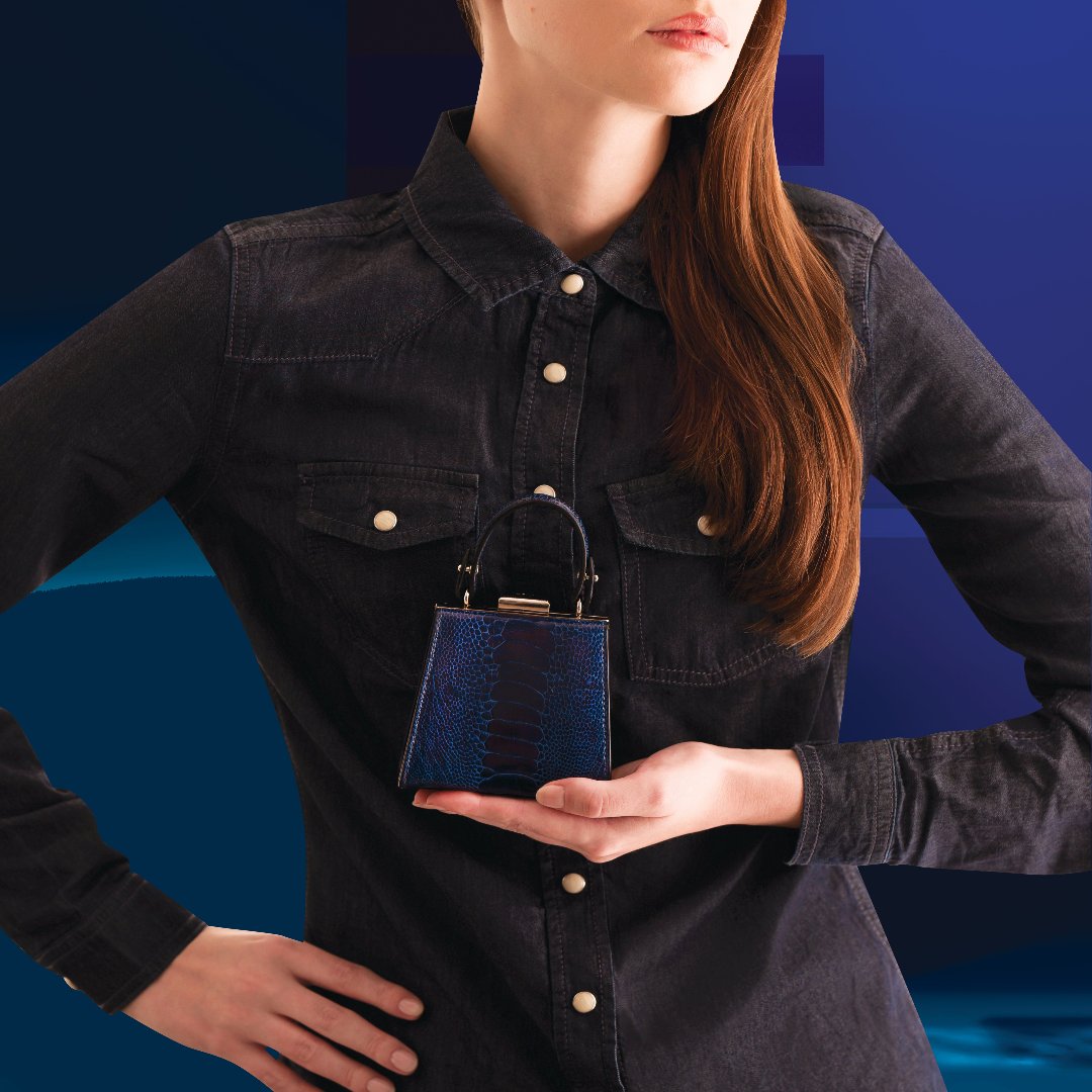 Blue Vegas Ostrich Quill Leather Micro Bag Bellabags Bellabags