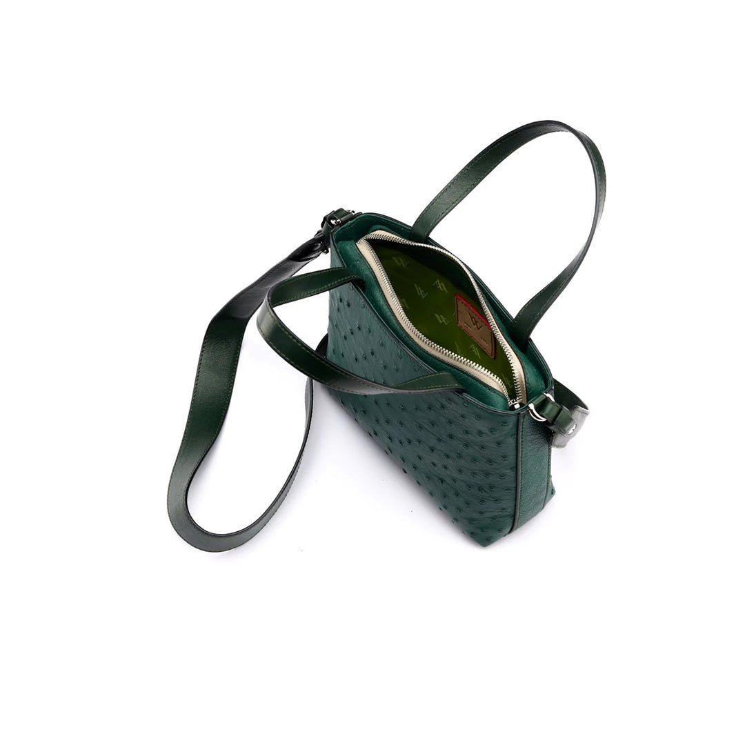 Green Lily Ostrich Leather Shoulder Bag Bellabags Bellabags