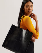 Women's Croccon-Croc Effect Large Icon Bag Black