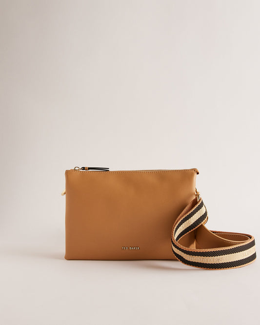 Women's Darceyy-Branded Webbing Leather Crossbody Taupe Ted Baker South Africa Bellabags