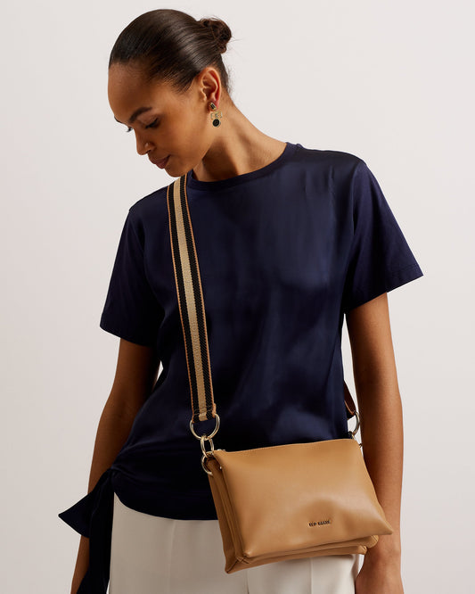 Women's Darceyy-Branded Webbing Leather Crossbody Taupe Ted Baker South Africa Bellabags