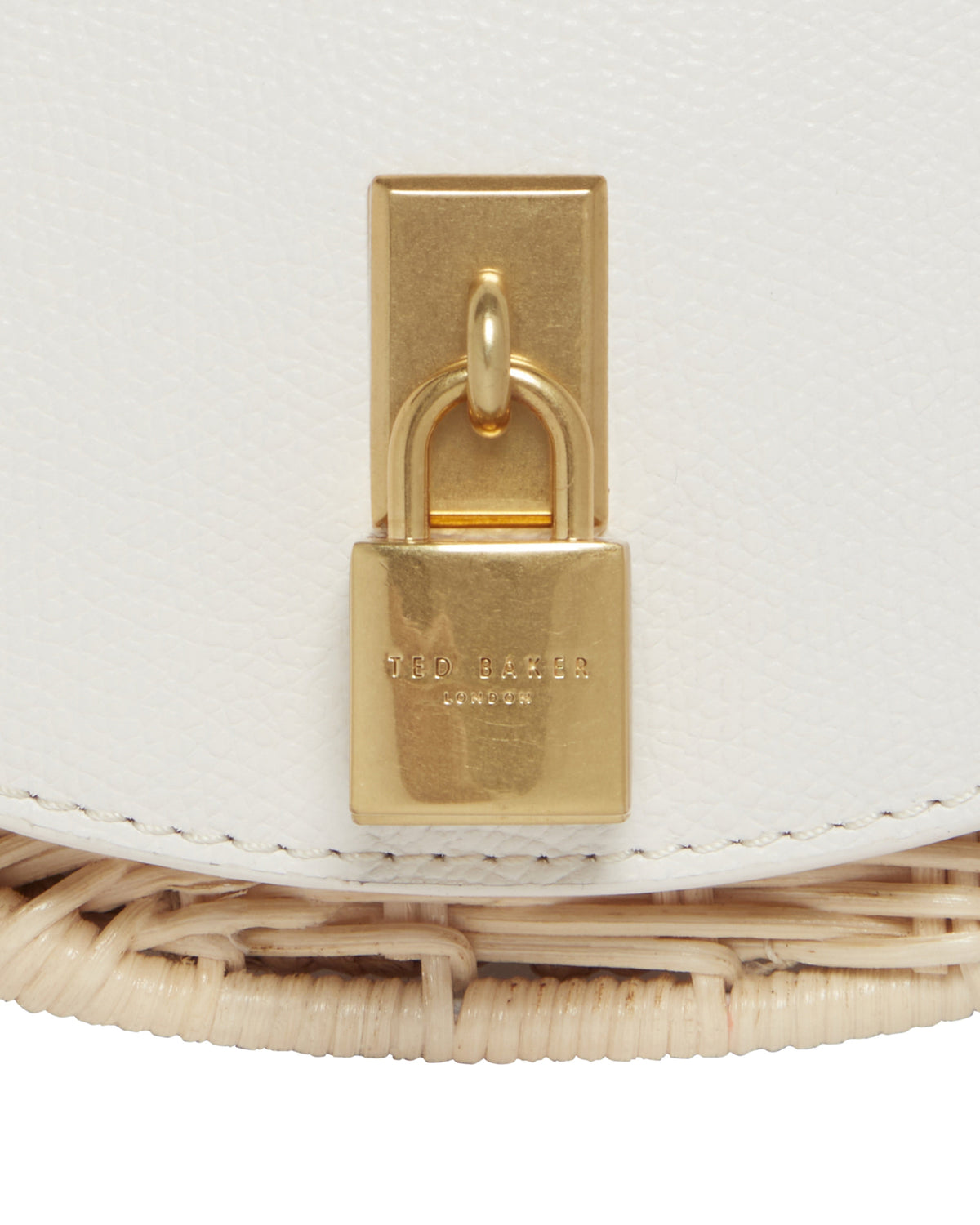 Women's Oxfordd-Padlock Detail Rattan Saddle Bag Ecru
