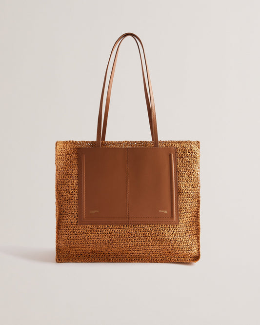 Women's Ashvi-Raffia Large Tote Bag Brown Ted Baker South Africa Bellabags
