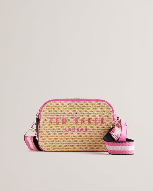 Women's Stelio-Branded Webbing Faux Raffia Camera Brt-Pink Ted Baker South Africa Bellabags