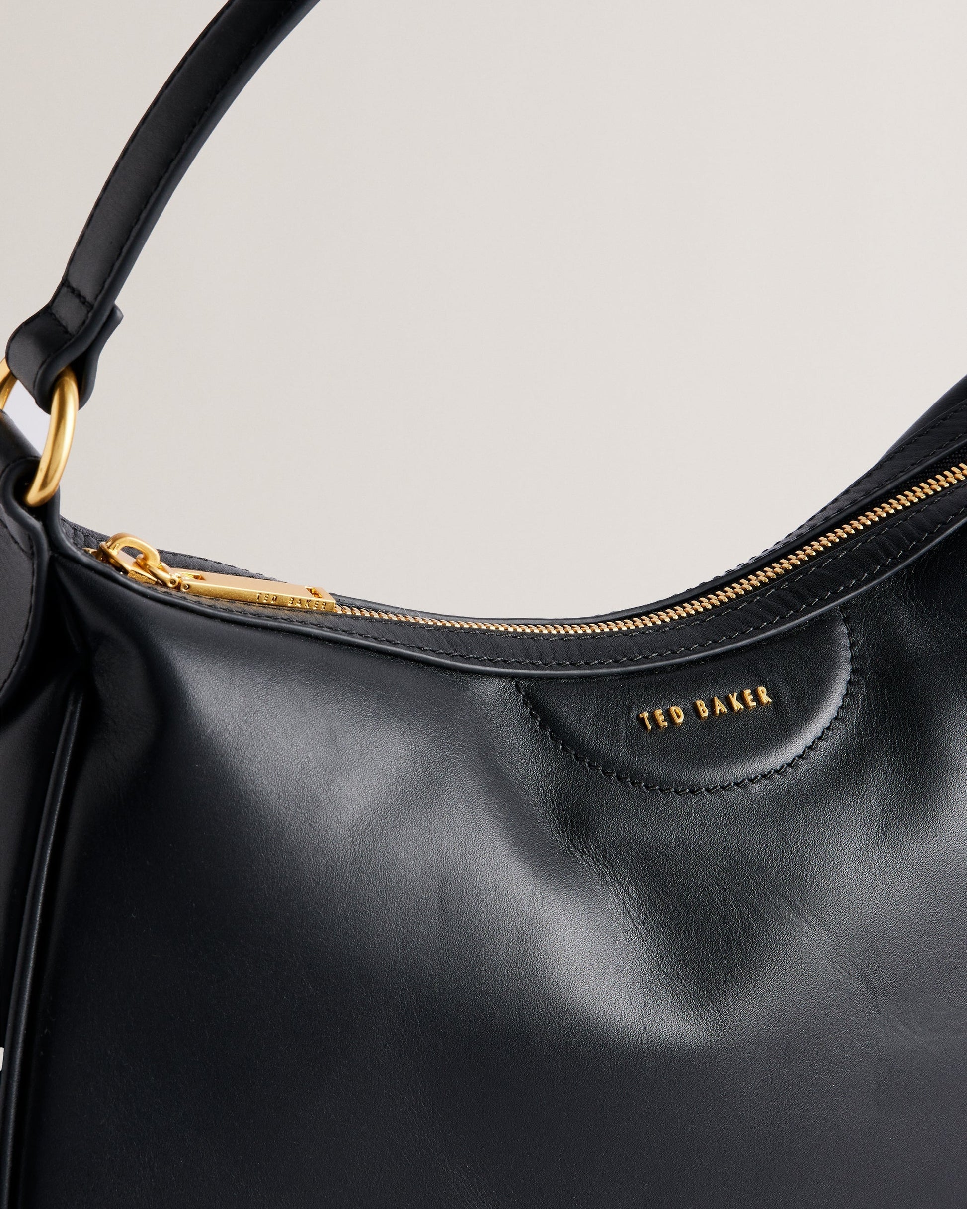 Women's Esiah-Webbing Slouchy Leather Hobo Bag Black Ted Baker South Africa Bellabags