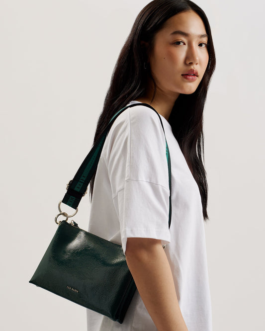 Women's Dawcey-Webbing Leather Crinkle Crossbody Mid-Green Ted Baker South Africa Bellabags