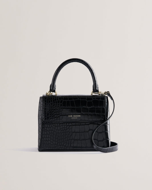 Women's Aynaya-Croc Effect Top Handle Small Bag Black Ted Baker South Africa Bellabags