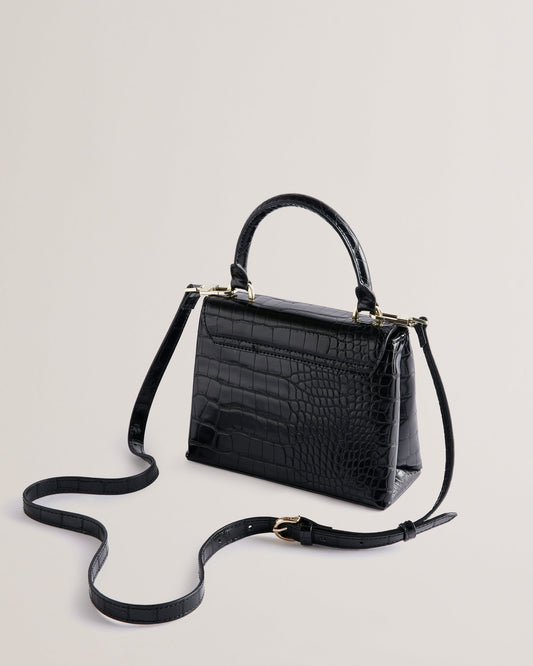Women's Aynaya-Croc Effect Top Handle Small Bag Black Ted Baker South Africa Bellabags