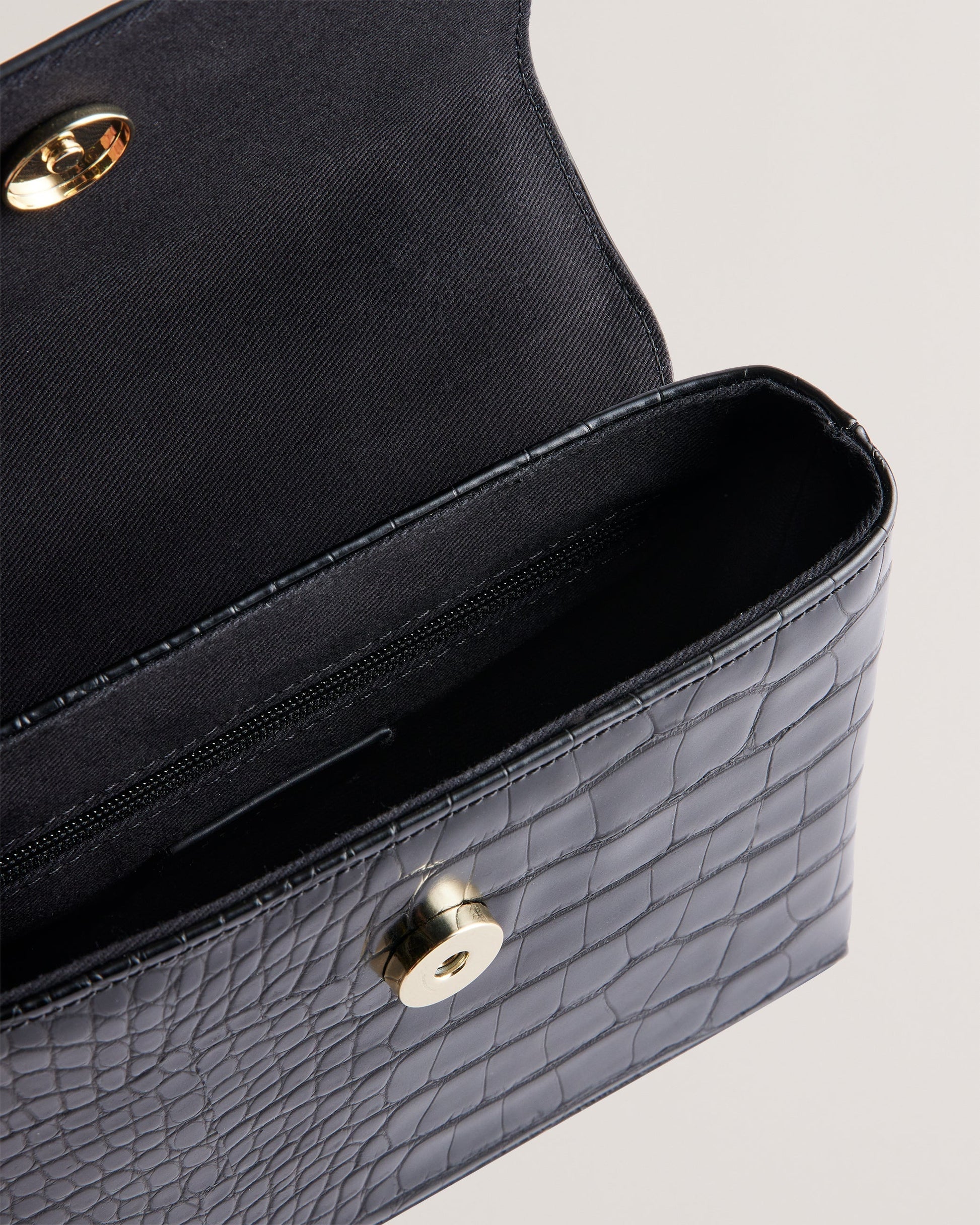 Women's Aynaya-Croc Effect Top Handle Small Bag Black Ted Baker South Africa Bellabags