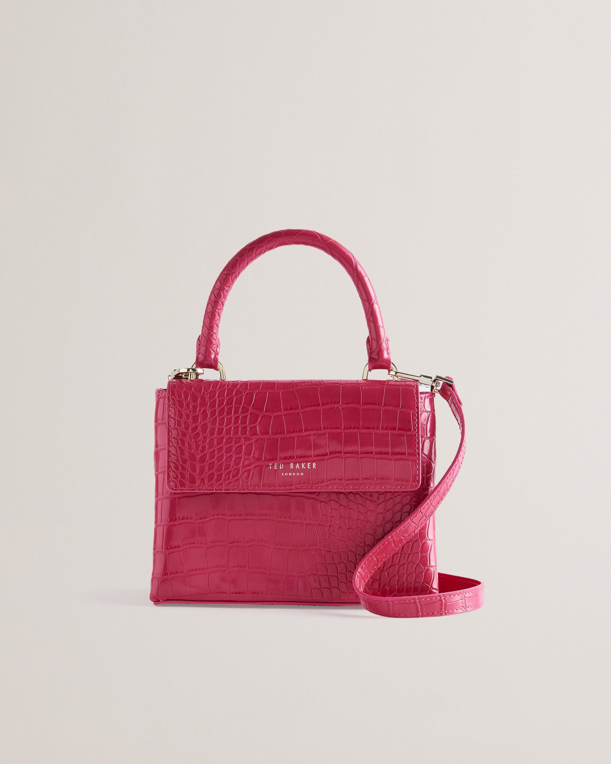 Women's Aynaya-Croc Effect Top Handle Small Bag Brt-Pink Ted Baker South Africa Bellabags