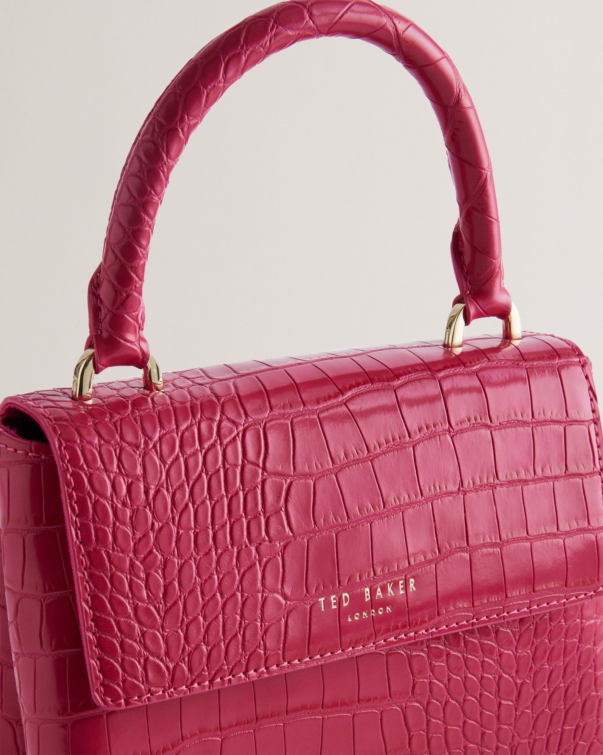 Women's Aynaya-Croc Effect Top Handle Small Bag Brt-Pink Ted Baker South Africa Bellabags