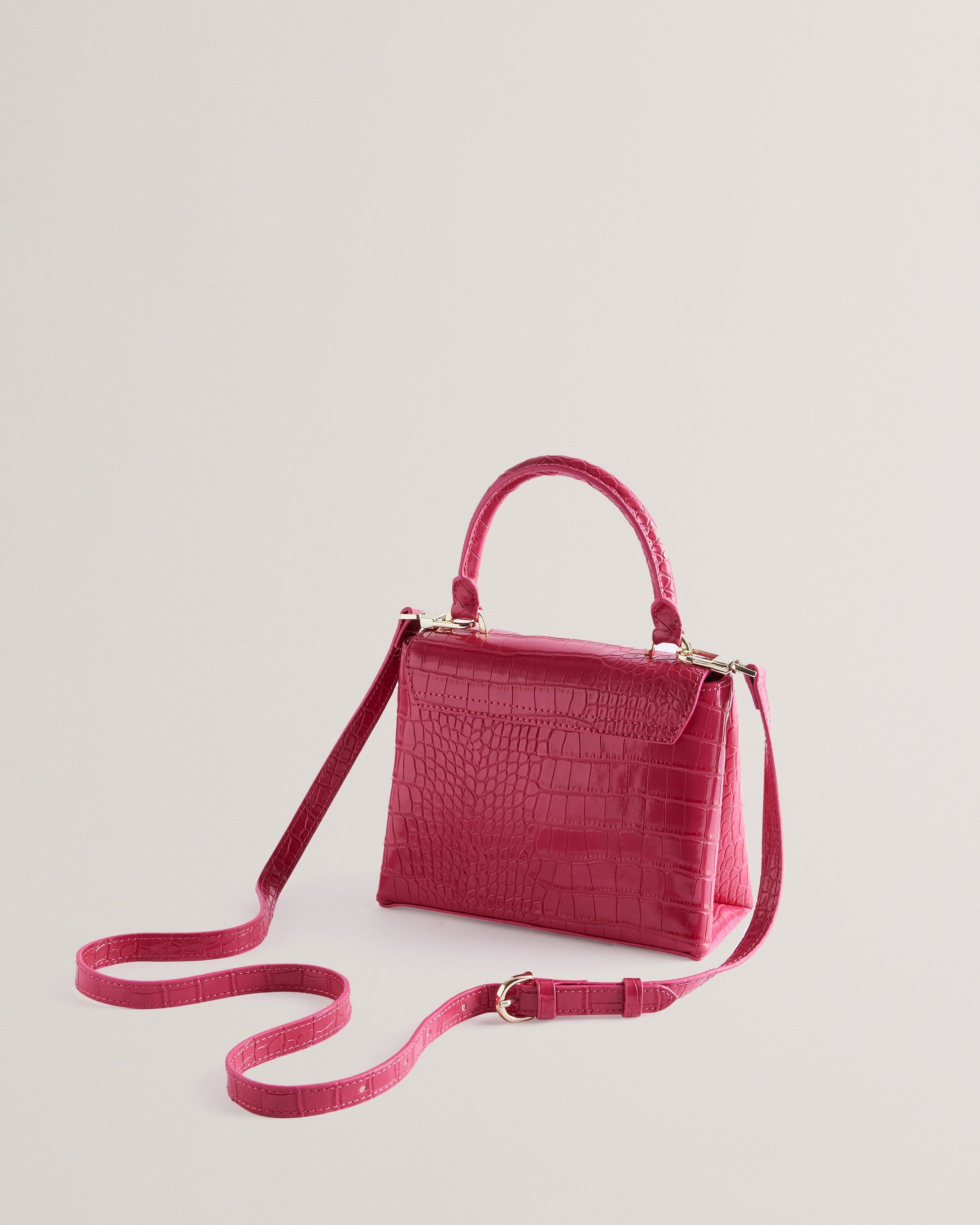 Women's Aynaya-Croc Effect Top Handle Small Bag Brt-Pink Ted Baker South Africa Bellabags