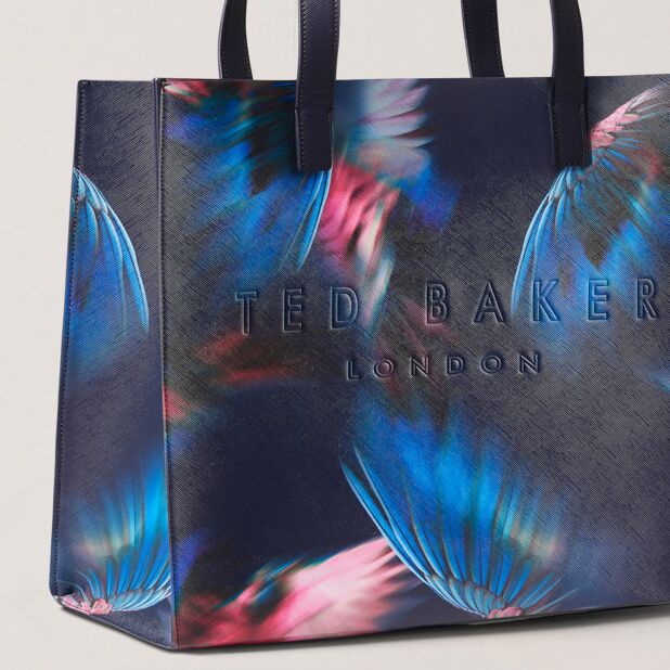 Women's FEAICON-Feather Print Extra Large Bag Navy
