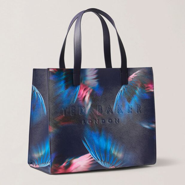 Women's FEAICON-Feather Print Extra Large Bag Navy