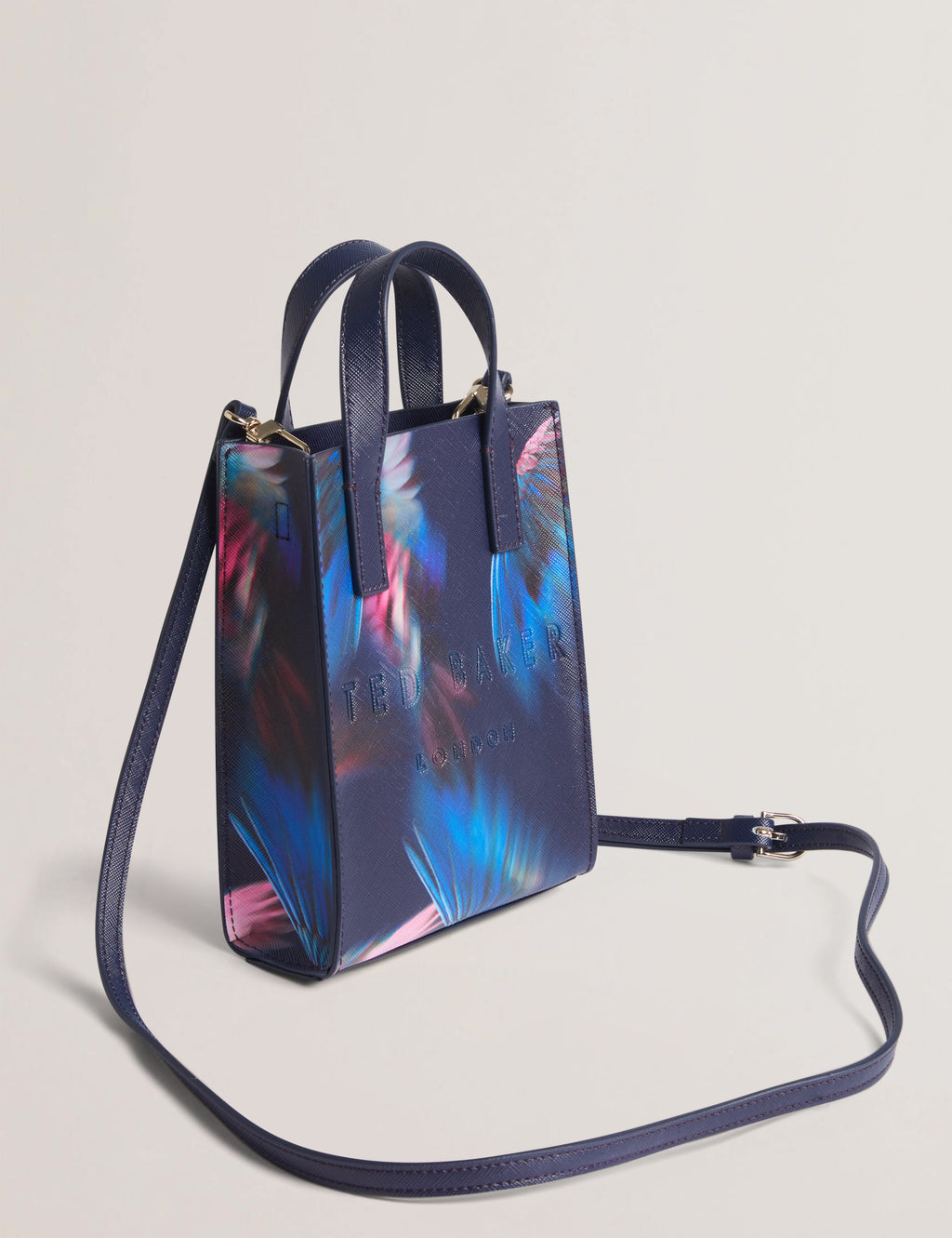 Women's FEACON-Feather Print Mini Icon Bag Navy