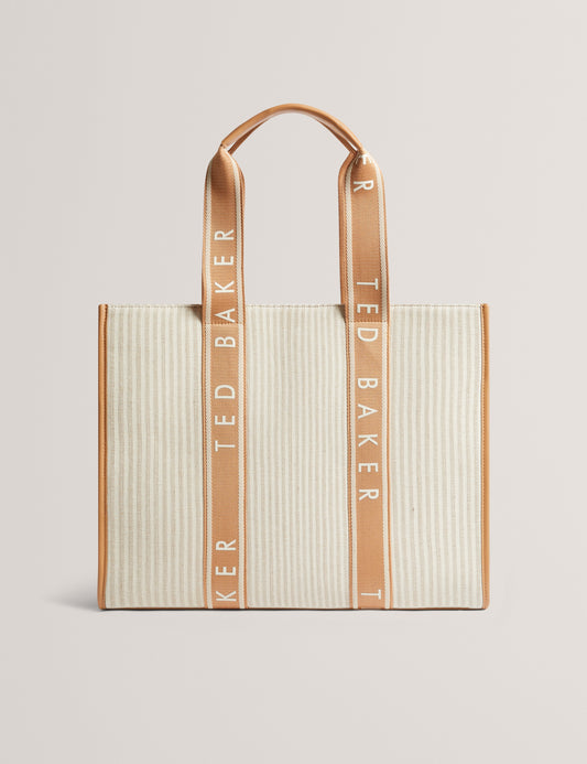 Women's HAYLLEE-Striped Canvas Large Icon Bag Camel Ted Baker South Africa Bellabags
