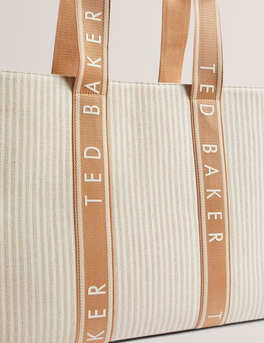 Women's HAYLLEE-Striped Canvas Large Icon Bag Camel Ted Baker South Africa Bellabags