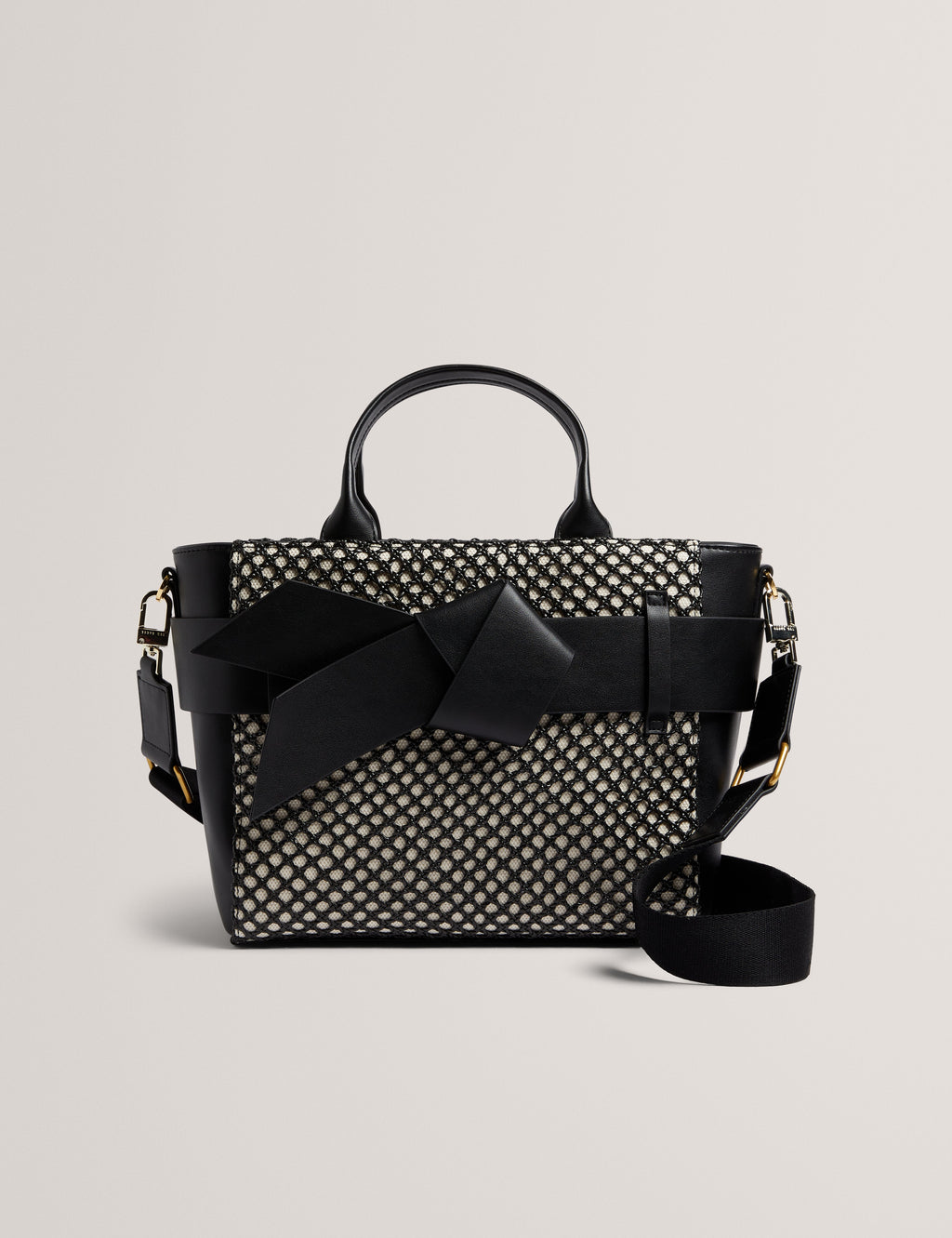 Women's JEESA-Soft PU Bow Canvas Mini Tote Bag