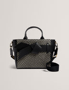 Women's JEESA-Soft PU Bow Canvas Mini Tote Bag